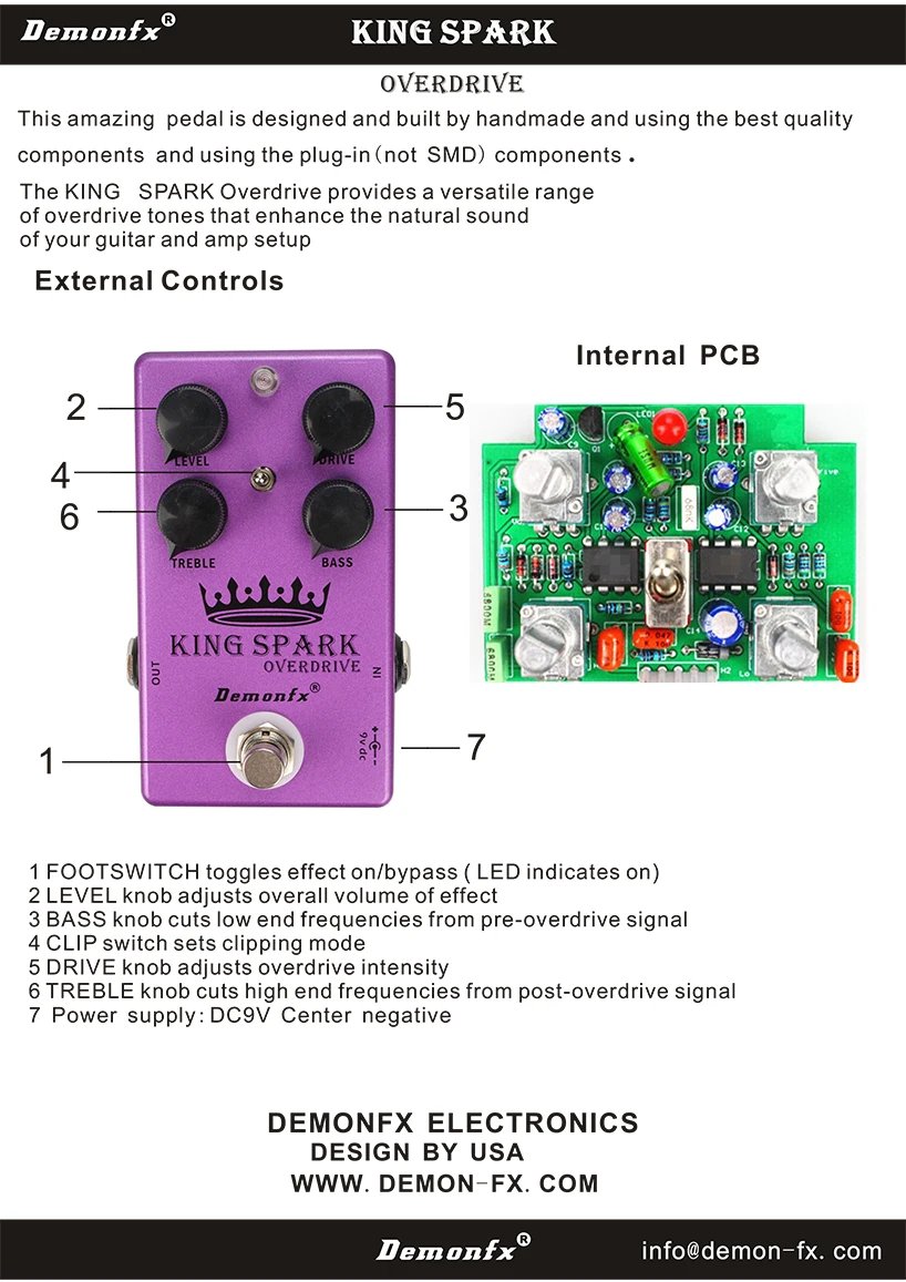 NEW Demonfx High Quality Guitar Bass Effect Pedal Overdrive Distortion Compressor Delay Chorus AutoWah Pedal