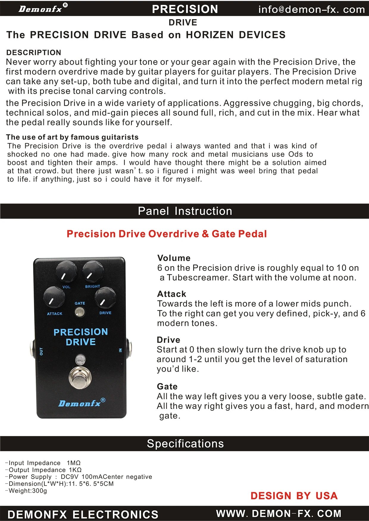 NEW Demonfx High Quality Guitar Bass Effect Pedal Overdrive Distortion Compressor Delay Chorus AutoWah Pedal