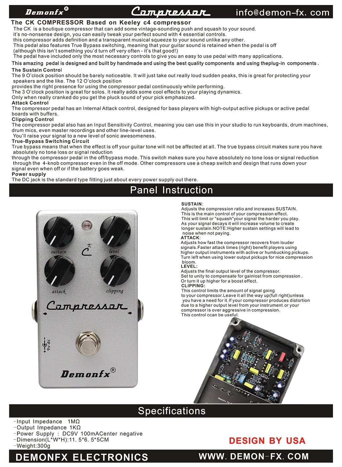 NEW Demonfx High Quality Guitar Bass Effect Pedal Overdrive Distortion Compressor Delay Chorus AutoWah Pedal