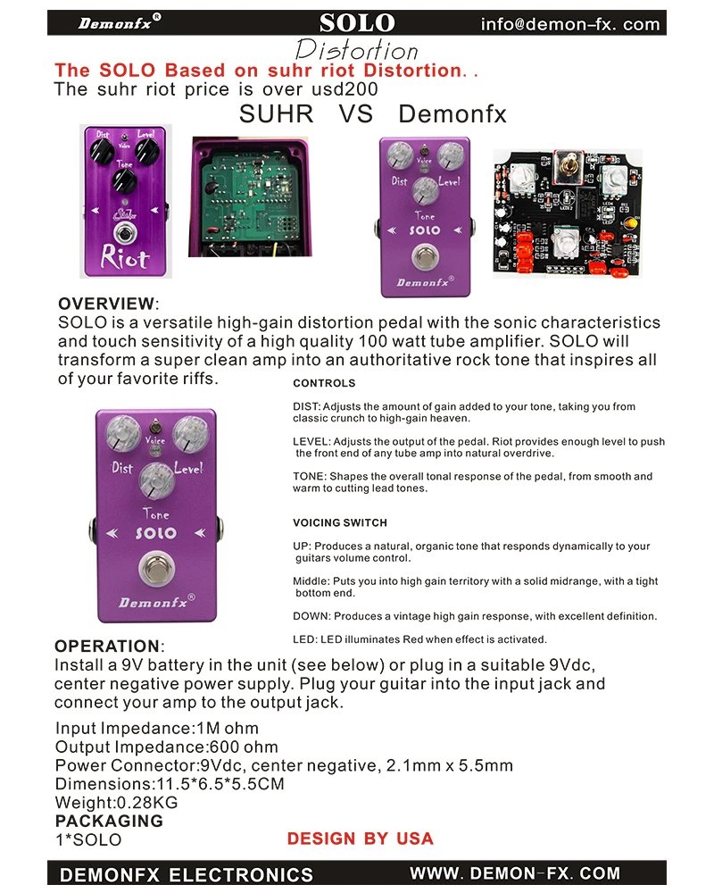 NEW Demonfx High Quality Guitar Bass Effect Pedal Overdrive Distortion Compressor Delay Chorus AutoWah Pedal