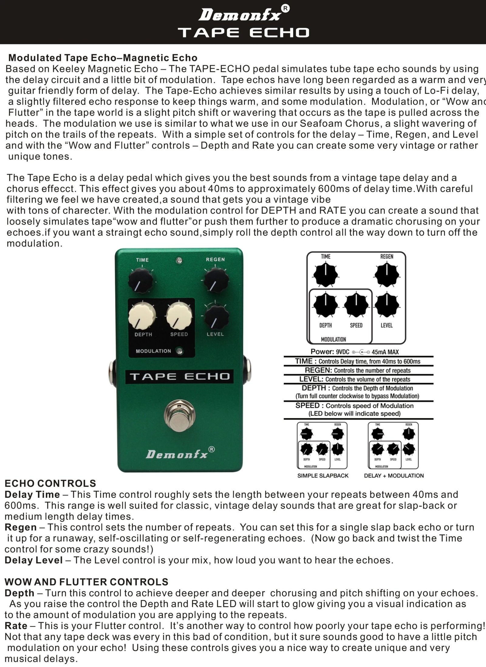 NEW Demonfx High Quality Guitar Bass Effect Pedal Overdrive Distortion Compressor Delay Chorus AutoWah Pedal