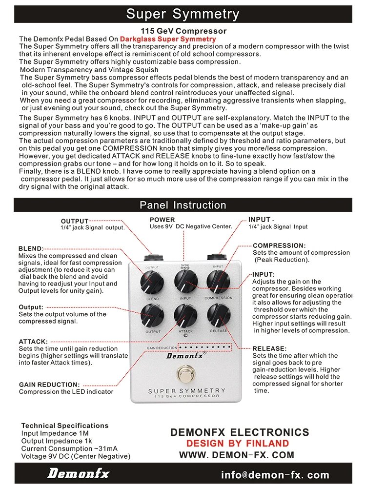NEW Demonfx High Quality Guitar Bass Effect Pedal Overdrive Distortion Compressor Delay Chorus AutoWah Pedal