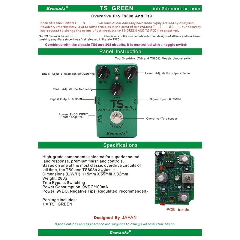 NEW Demonfx High Quality Guitar Bass Effect Pedal Overdrive Distortion Compressor Delay Chorus AutoWah Pedal
