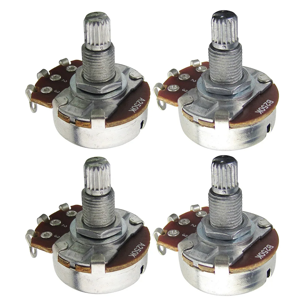FLEOR 4pcs Full Size Pots Long Split Shaft Guitar Potentiometers A500K A250K B250K A500K for Choose