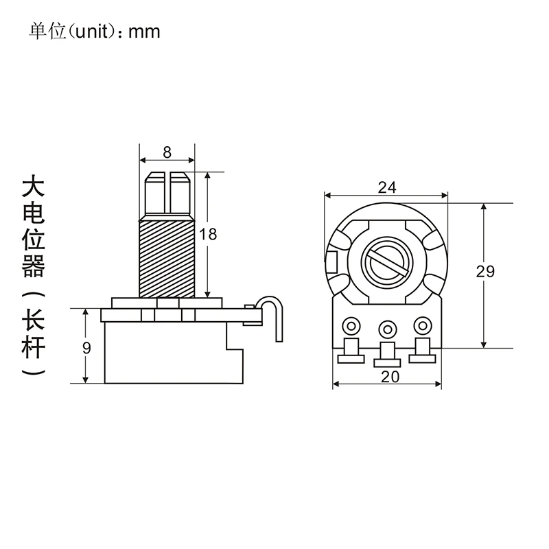 FLEOR 4pcs Full Size Pots Long Split Shaft Guitar Potentiometers A500K A250K B250K A500K for Choose