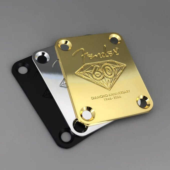 Custom Shop Diamond Electric Guitar Neck plate Chrome Gold with Screws For ST TL well