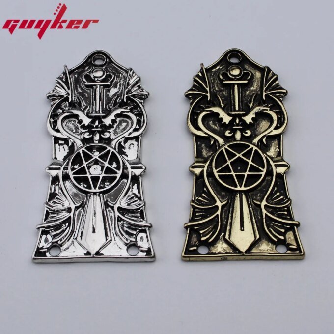 1 Pcs Guitar Head Cover 3 Holes Metal Guitar Truss Rod Cover For GIB LP Style Guitar Parts Ancient Silve/Gold - Image 4