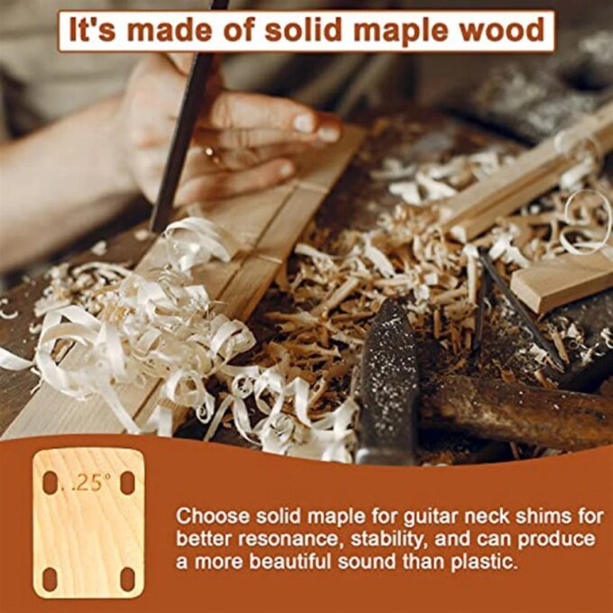 3Pcs Guitar Neck Shims, Solid Maple Wood Guitar Neck Shim Protection 0.25, 0.5 And 1 Degree Guitar Neck Plate Tool - Image 6