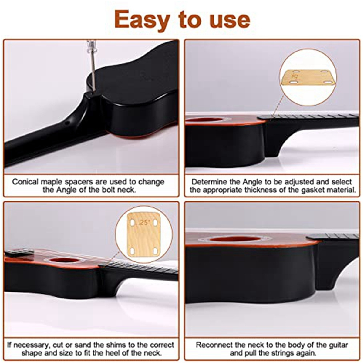 3Pcs Guitar Neck Shims, Solid Maple Wood Guitar Neck Shim Protection 0.25, 0.5 And 1 Degree Guitar Neck Plate Tool 3Pcs Guitar Neck Shims, Solid Maple Wood Guitar Neck Shim Protection 0.25, 0.5 And 1 Degree Guitar Neck Plate Tool