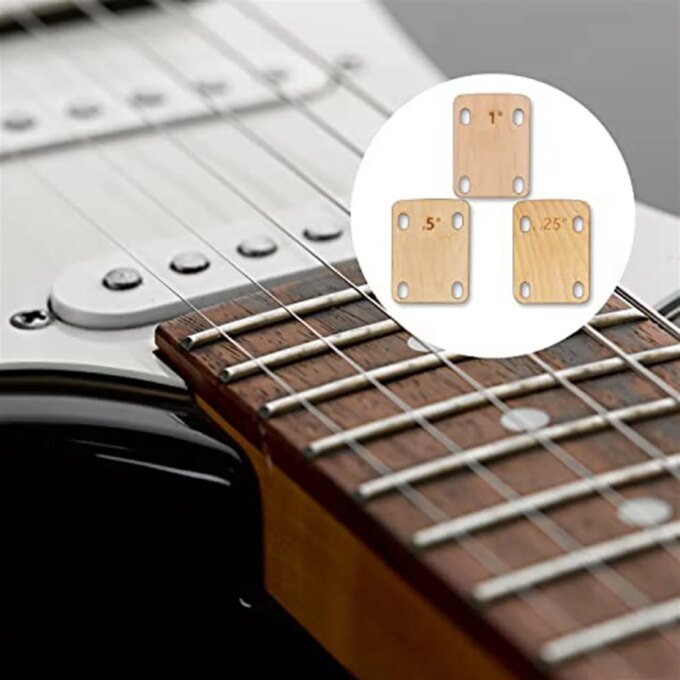3Pcs Guitar Neck Shims, Solid Maple Wood Guitar Neck Shim Protection 0.25, 0.5 And 1 Degree Guitar Neck Plate Tool - Image 3