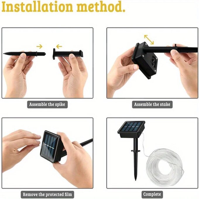 LED Solar String Lights Garden Waterproof Tube Rope Lamp Christmas Garland Fairy Lights For Outdoor Holiday Decoration Lighting - Image 6