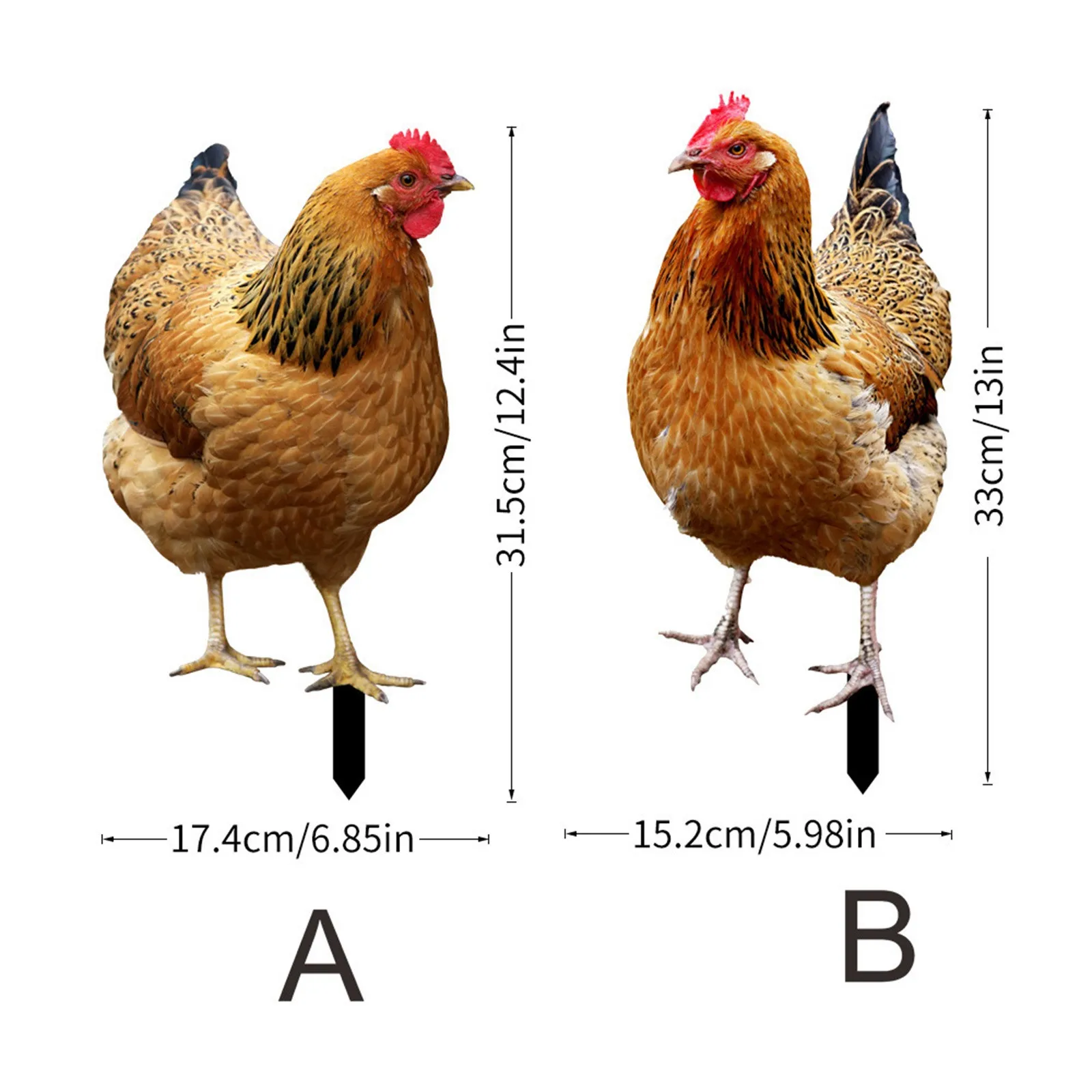 2D Garden Statue Chicken Stakes For Yard Decor Hen Figurine For Patio Backyard Home Outdoor Decoration Animals Sculptures
