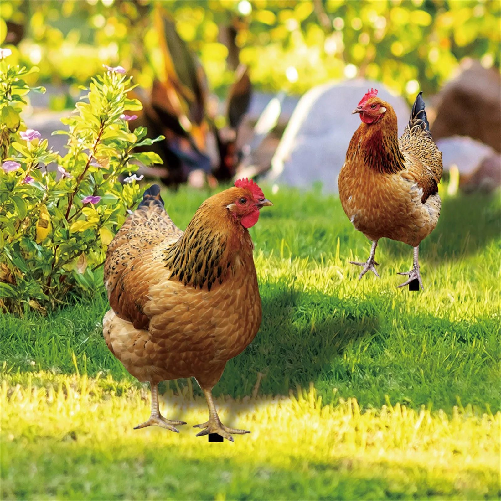 2D Garden Statue Chicken Stakes For Yard Decor Hen Figurine For Patio Backyard Home Outdoor Decoration Animals Sculptures