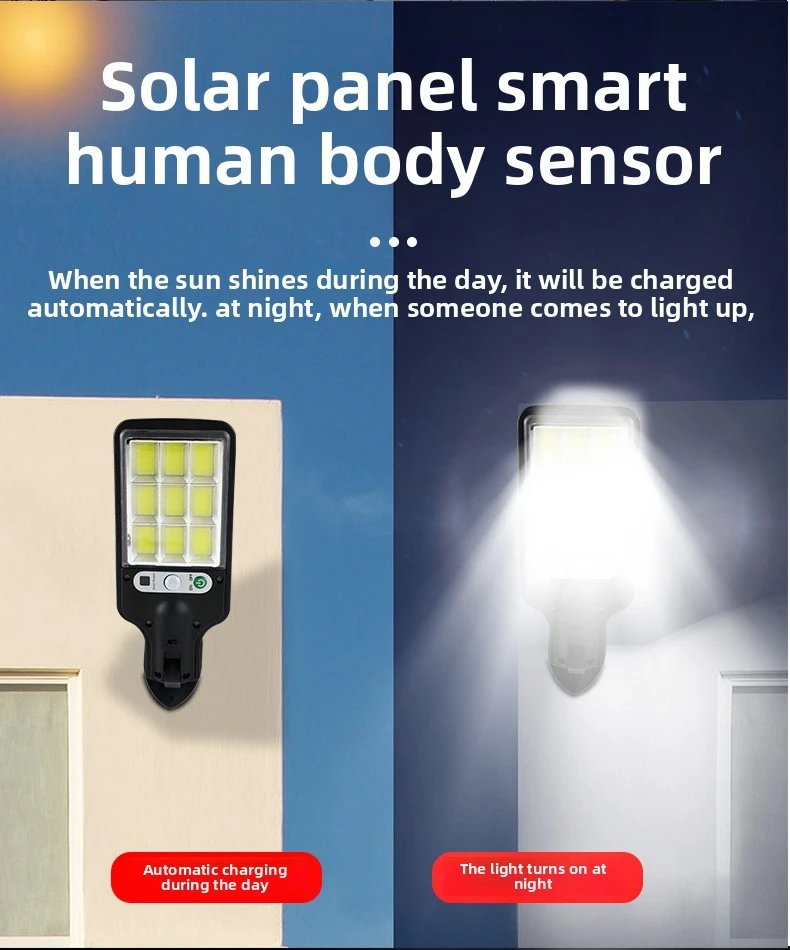 Solar garden lamp, outdoor wall lighting lamp, super bright human body sensor remote control waterproof small street lamp