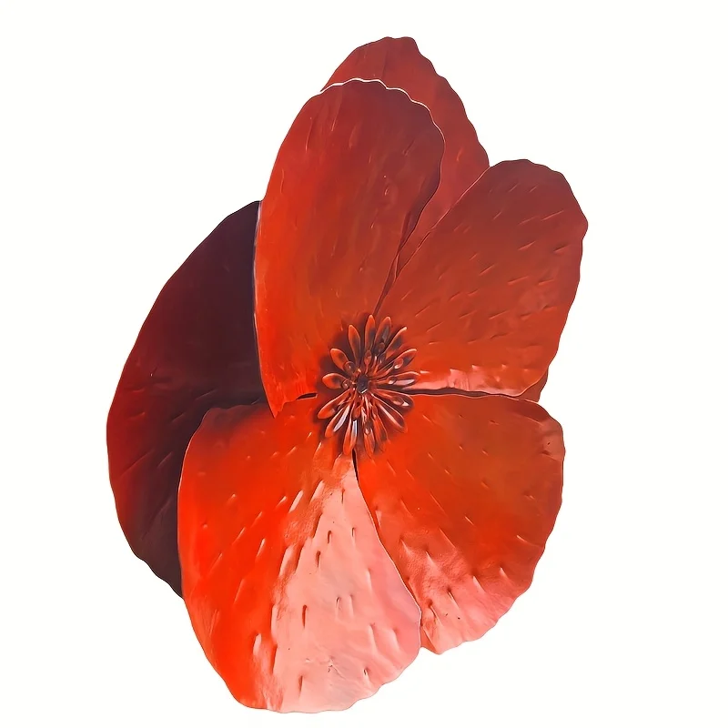 Set of 2 Giant Red Metal Poppy Flowers - Outdoor Wall/Fence Decor for Home, Garden, Spring & Summer Accents