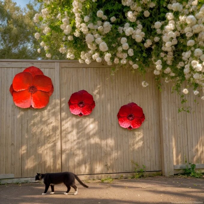 Set of 2 Giant Red Metal Poppy Flowers - Outdoor Wall/Fence Decor for Home, Garden, Spring & Summer Accents - Image 4