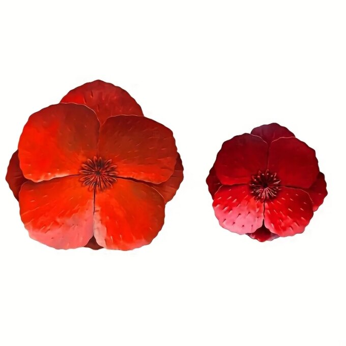 Set of 2 Giant Red Metal Poppy Flowers - Outdoor Wall/Fence Decor for Home, Garden, Spring & Summer Accents - Image 6