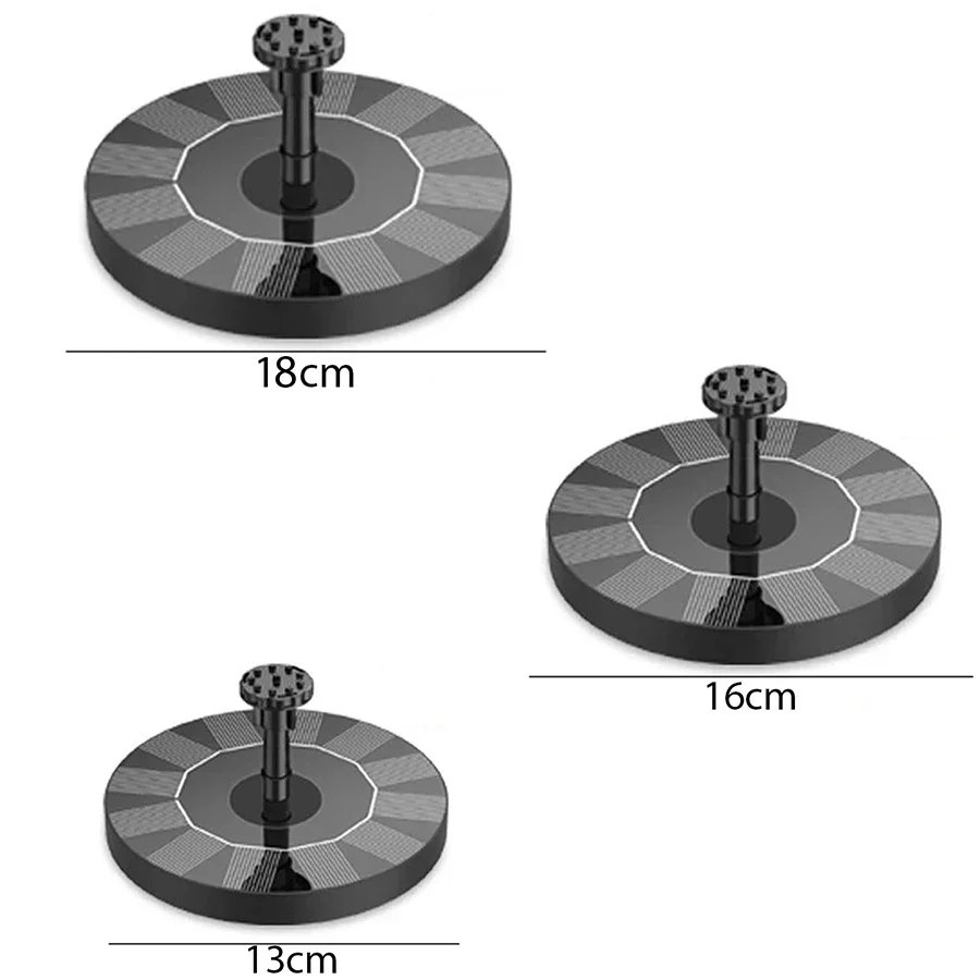 Solar - Operated Floating Pumps in 13, 16, 18cm Sizes: Ideal for Bird Baths, Garden Outdoor Water Pool and Pond Ornamentation