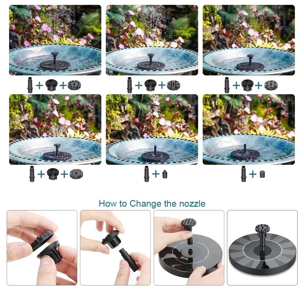 Solar - Operated Floating Pumps in 13, 16, 18cm Sizes: Ideal for Bird Baths, Garden Outdoor Water Pool and Pond Ornamentation