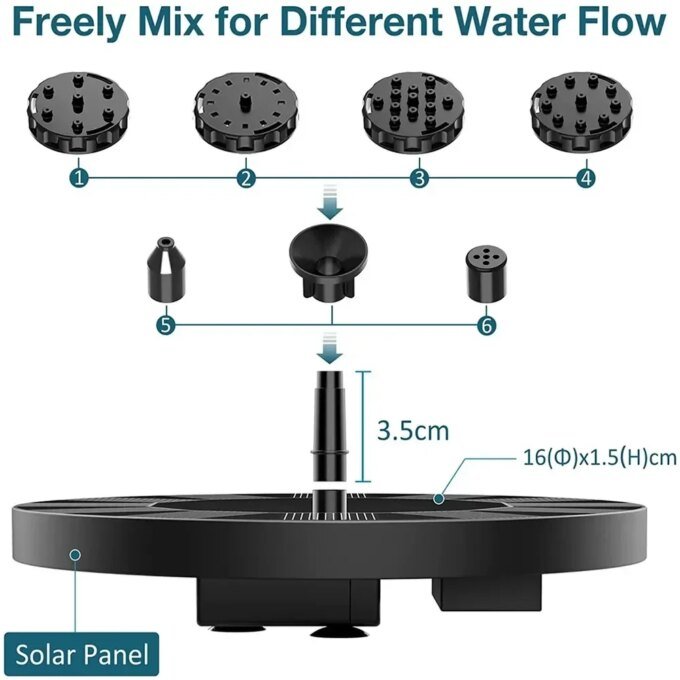 Solar - Operated Floating Pumps in 13, 16, 18cm Sizes: Ideal for Bird Baths, Garden Outdoor Water Pool and Pond Ornamentation - Image 4