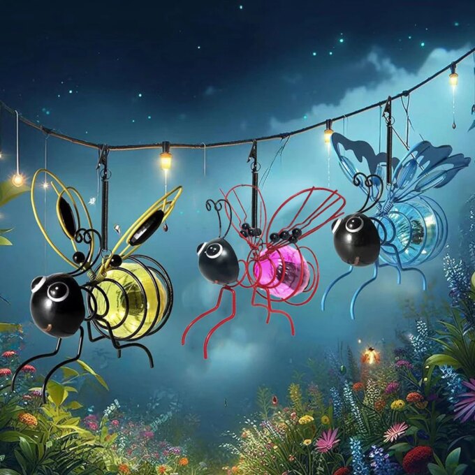 Solar-Powered Hanging Garden Light Decorative Outdoor Figurine Light Metal Flying Insect Hanging Lamp for Housewarming Gift - Image 3