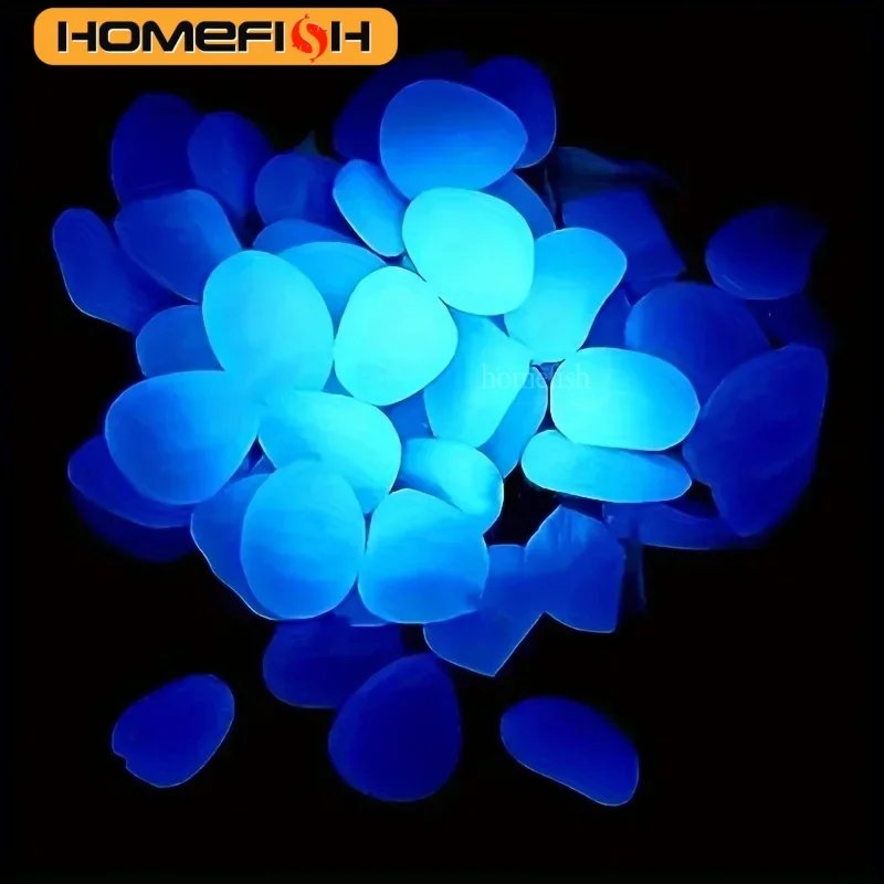 100pcs Glow In The Dark Pebbles Resin Luminous Stones For Landscape Garden Paths Potted Plants Parks Aquarium Decor