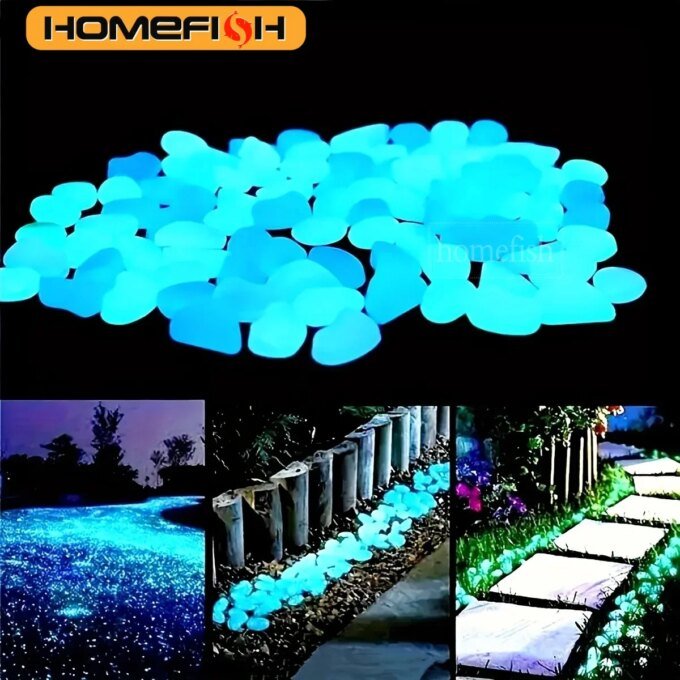 100pcs Glow In The Dark Pebbles Resin Luminous Stones For Landscape Garden Paths Potted Plants Parks Aquarium Decor - Image 3