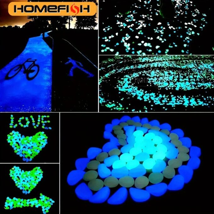 100pcs Glow In The Dark Pebbles Resin Luminous Stones For Landscape Garden Paths Potted Plants Parks Aquarium Decor - Image 5