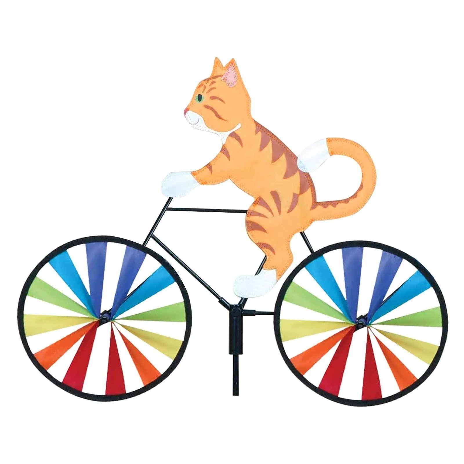 Animal Riding Three-dimensional Cartoon Modelling Windmill Creative Bicycle Wind Spinners Standing Pole Garden Yard Decoration