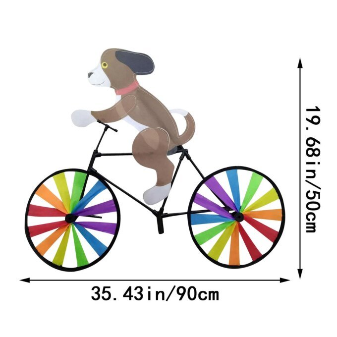 Animal Riding Three-dimensional Cartoon Modelling Windmill Creative Bicycle Wind Spinners Standing Pole Garden Yard Decoration - Image 6