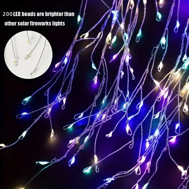 120/200LED Outdoor Solar Fireworks Lighting Decor Led Light Fairy Lights Lawn Lamp Waterproof String Lights for Courtyards