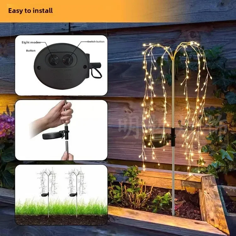 120/200LED Outdoor Solar Fireworks Lighting Decor Led Light Fairy Lights Lawn Lamp Waterproof String Lights for Courtyards