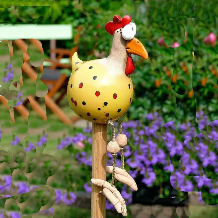 Resin Big-Eyed Chicken Statue - Whimsical Garden Decor, Yard Sculpture Ornament