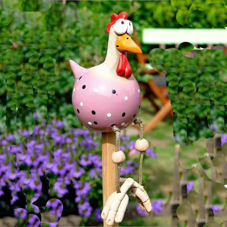 Resin Big-Eyed Chicken Statue - Whimsical Garden Decor, Yard Sculpture Ornament