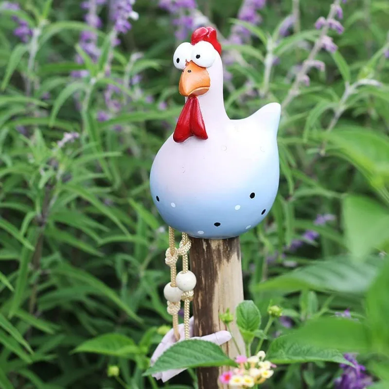 Resin Big-Eyed Chicken Statue - Whimsical Garden Decor, Yard Sculpture Ornament