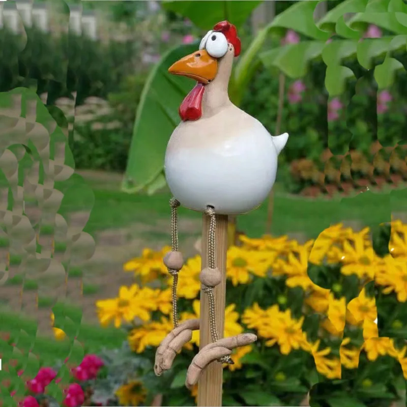 Resin Big-Eyed Chicken Statue - Whimsical Garden Decor, Yard Sculpture Ornament