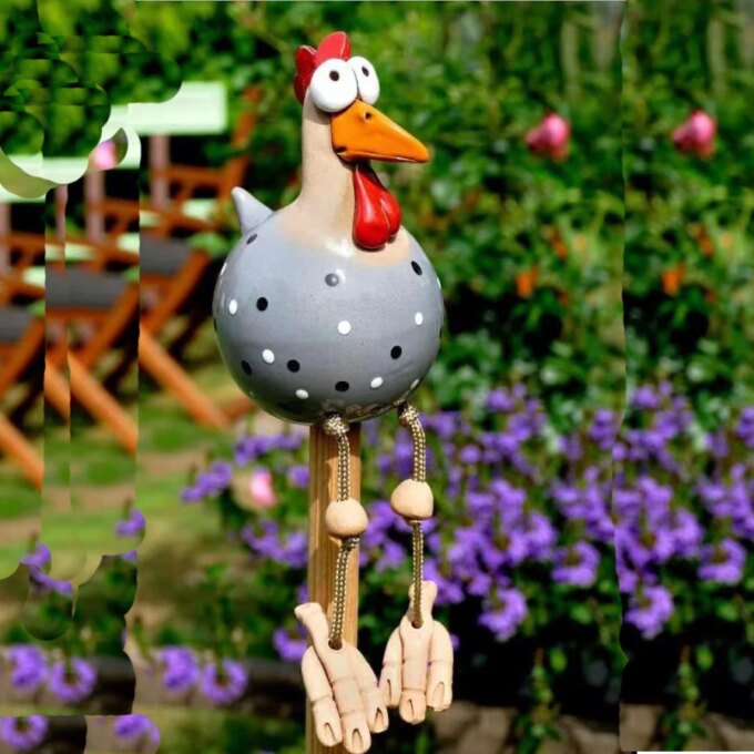 Resin Big-Eyed Chicken Statue - Whimsical Garden Decor, Yard Sculpture Ornament - Image 5