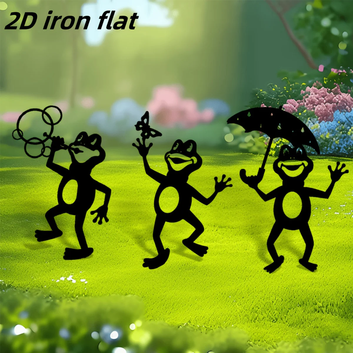 1Pc Iron Frog Garden Decoration Ground Insert, Independent Outdoor Decoration, Animal Theme Garden Decoration, Suitable for Summer, Back to School, Christmas, Outdoor Garden Decoration