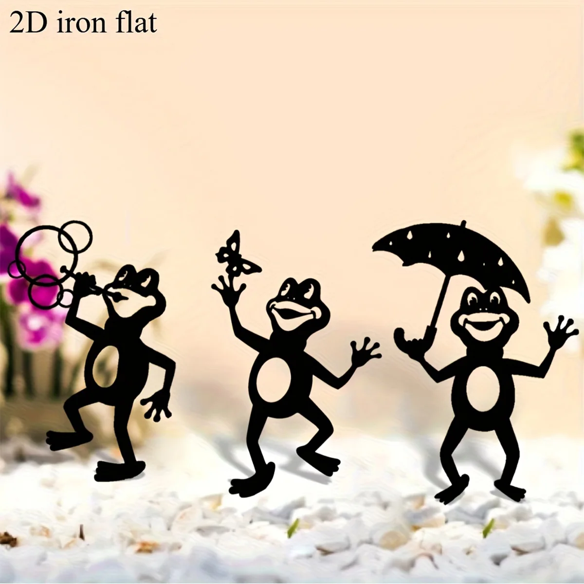 1Pc Iron Frog Garden Decoration Ground Insert, Independent Outdoor Decoration, Animal Theme Garden Decoration, Suitable for Summer, Back to School, Christmas, Outdoor Garden Decoration