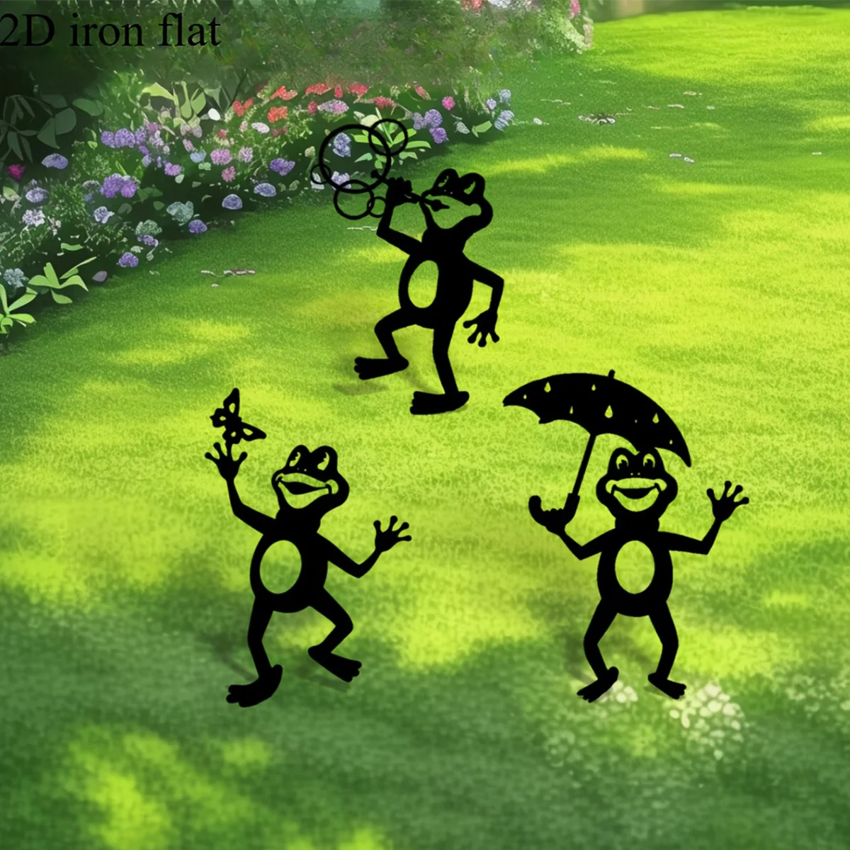1Pc Iron Frog Garden Decoration Ground Insert, Independent Outdoor Decoration, Animal Theme Garden Decoration, Suitable for Summer, Back to School, Christmas, Outdoor Garden Decoration