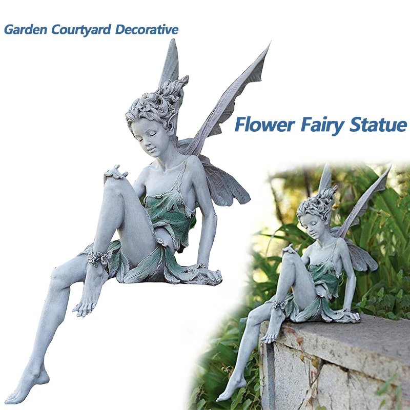 1pc Flower Fairy Statue Decoration, Outdoor CHILDREN'S Garden Courtyard Lawn Resin Craft Decorative Sculpture Sitting Statue 1pc Flower Fairy Statue Decoration, Outdoor CHILDREN'S Garden Courtyard Lawn Resin Craft Decorative Sculpture Sitting Statue