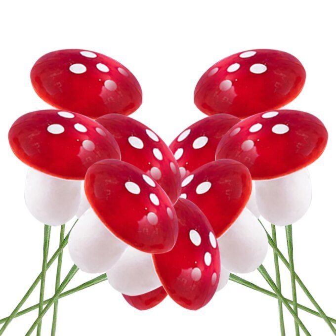 10-100PCS Mini Artificial Mushroom Miniatures Decor Stake for Garden Landscape Potted Fairy Moss Terrarium Resin Crafts Ornament