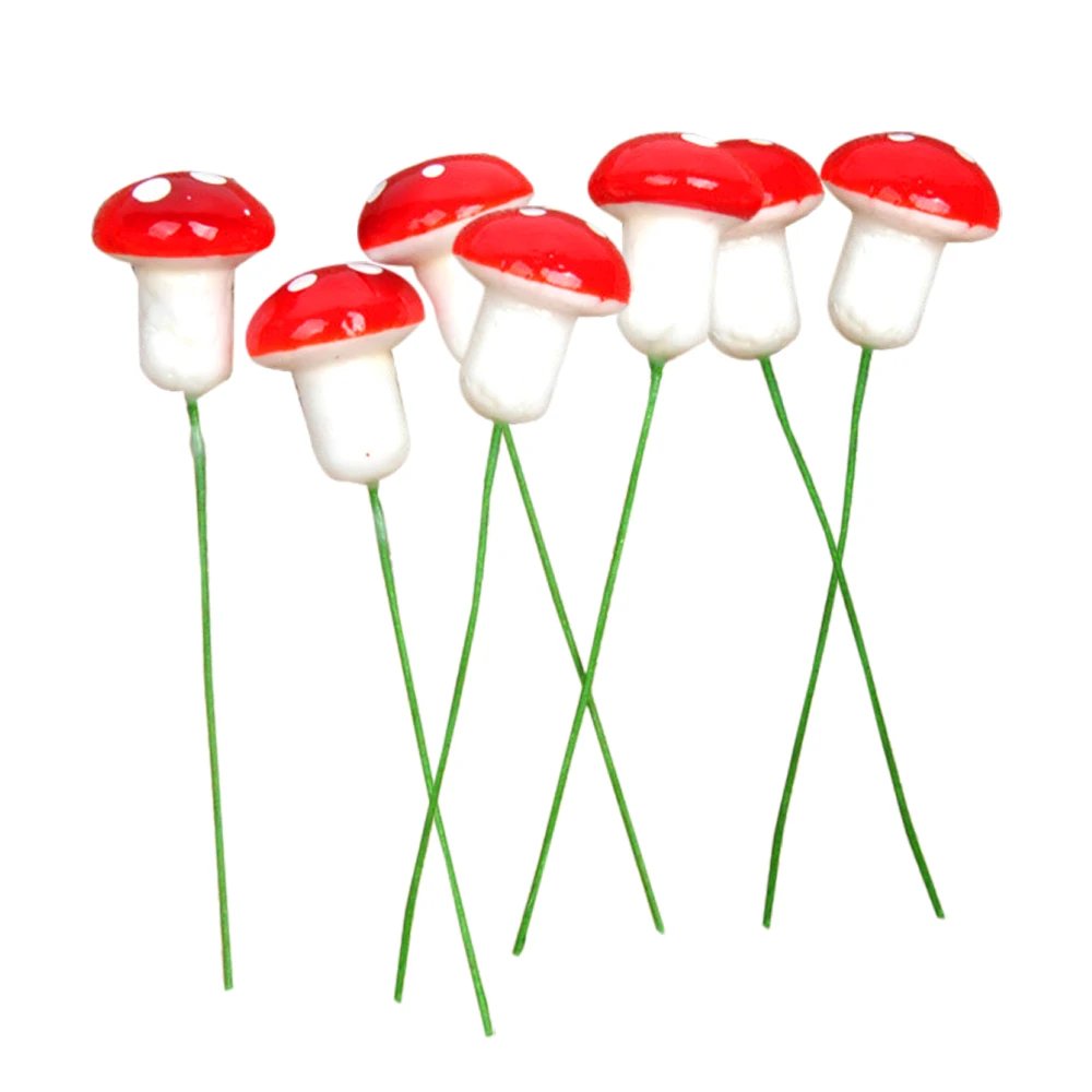 10-100PCS Mini Artificial Mushroom Miniatures Decor Stake for Garden Landscape Potted Fairy Moss Terrarium Resin Crafts Ornament