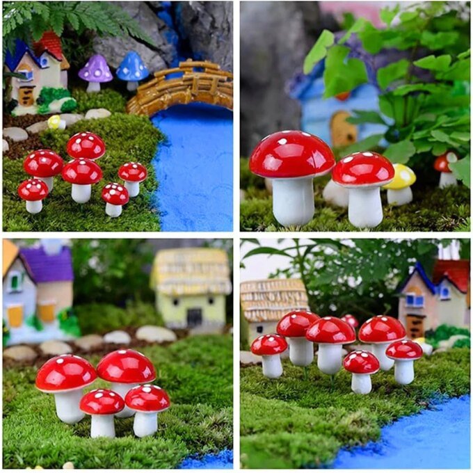 10-100PCS Mini Artificial Mushroom Miniatures Decor Stake for Garden Landscape Potted Fairy Moss Terrarium Resin Crafts Ornament - Image 6