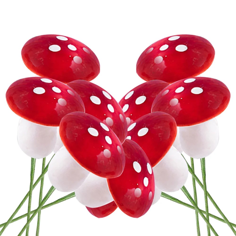 10-100PCS Mini Artificial Mushroom Miniatures Decor Stake for Garden Landscape Potted Fairy Moss Terrarium Resin Crafts Ornament