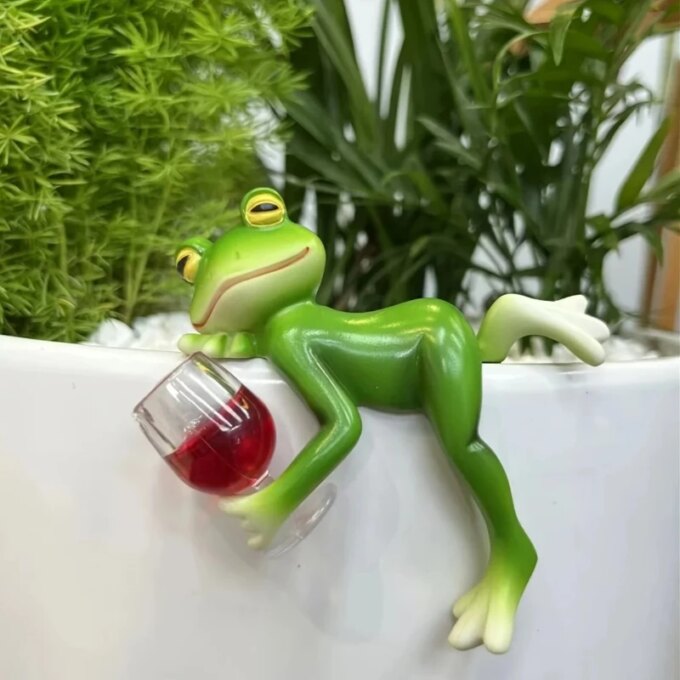 Frog Resin Hanging Planter Hooks for Flower Pot Edge Glass Fish Tank Outdoor Garden Decor Simulation Animal Ornament Hanging