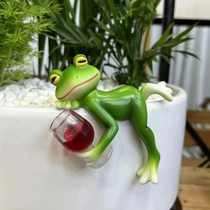 Frog Resin Hanging Planter Hooks for Flower Pot Edge Glass Fish Tank Outdoor Garden Decor Simulation Animal Ornament Hanging - Image 5