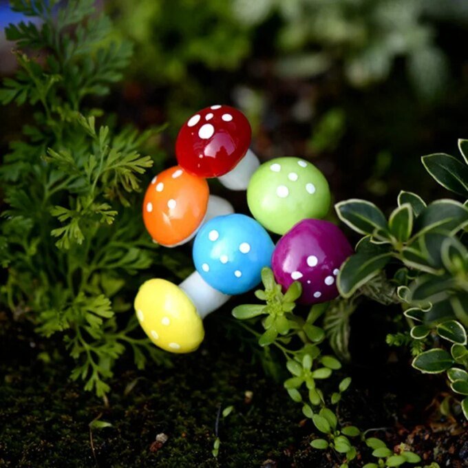 10Pcs/Set  Artificial Mini Mushroom Miniatures Fairy Garden Moss Terrarium Resin Crafts Decorations Stakes Craft 2cm 3cm - Image 6