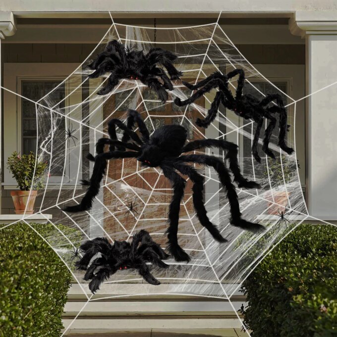 30-200cm Halloween Big Plush Spider Halloween Decoration Horror Giant Black Spider Outdoor Halloween Props Simulated Spider toys - Image 6