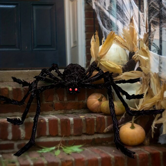 30-200cm Halloween Big Plush Spider Halloween Decoration Horror Giant Black Spider Outdoor Halloween Props Simulated Spider toys - Image 2